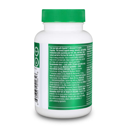 Organika Canadian-Made Advanced B-Complex 110mg- Energy and Immunity Support, Methylated B-Vitamins for Enhanced Absorption- 60vcaps - Available at All In One Marketplace Canada