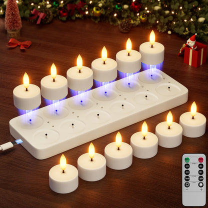 Rechargeable Flameless Tea Lights Candle with Charging Station Remote 12Pcs 🍁 All In One Marketplace Canada