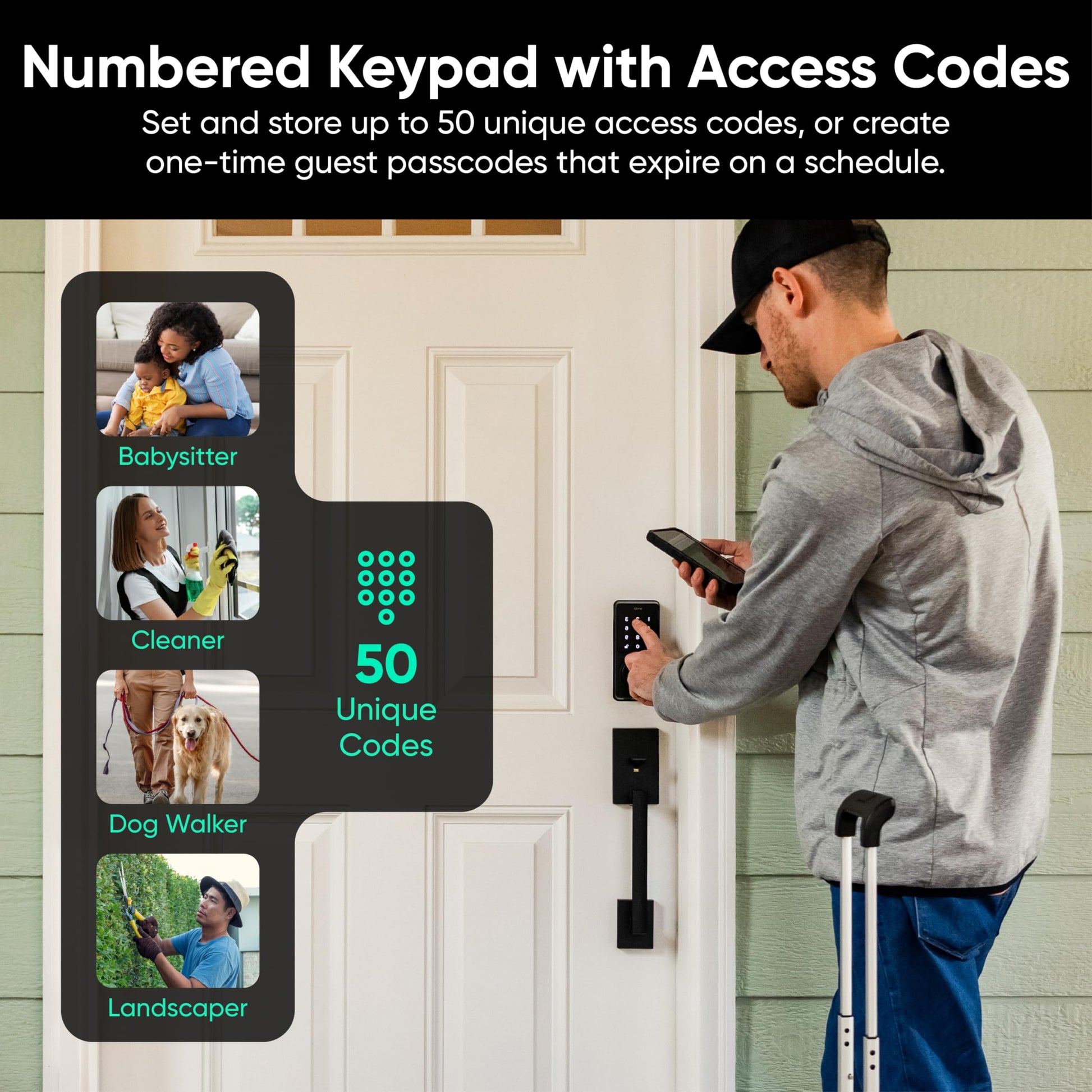 Wyze Auto-Lock Bolt v2, Fingerprint Keyless Entry Smart Lock, AI Learning Scanner with Wi-Fi Front Door Lock Deadbolt, Auto-Lock, 8 Months Battery, BHMA2, IP53, Anti-Peep Keypad, Backup Keys WYZE