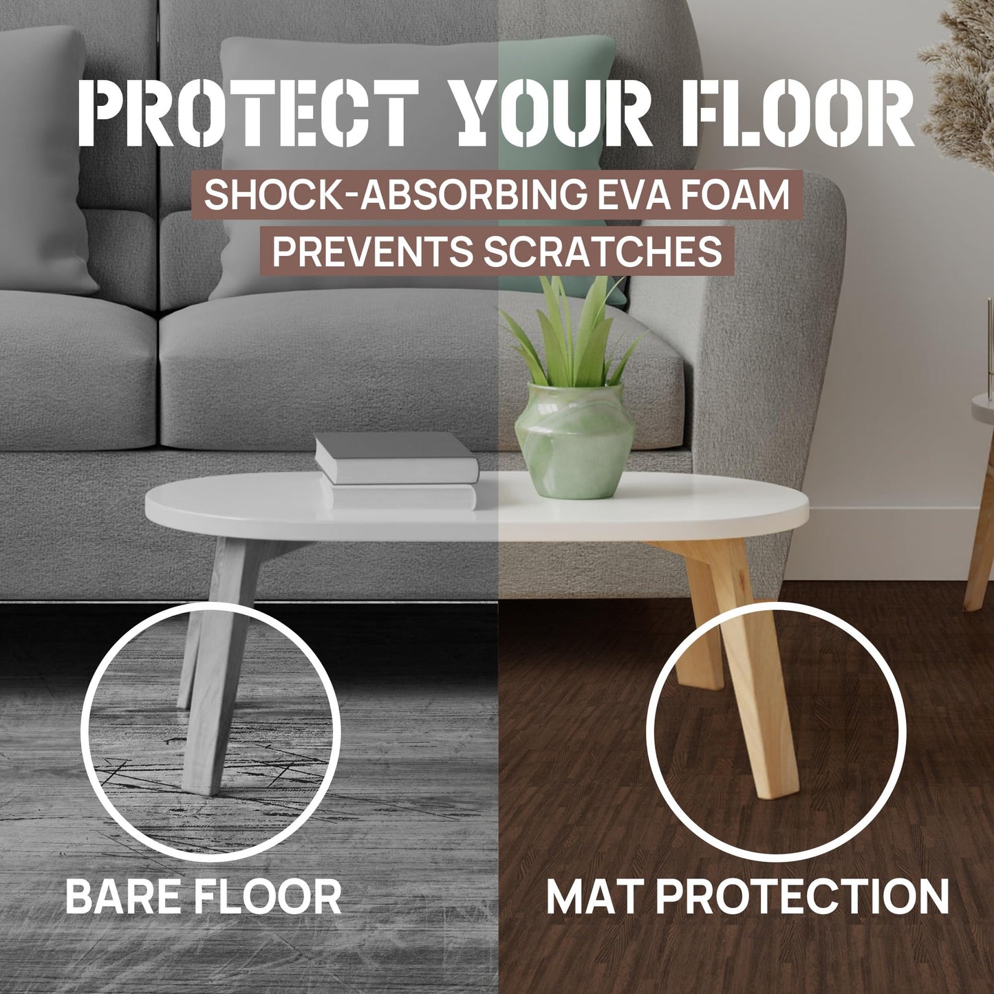 Yes4All EVA Interlocking Mats, Puzzle Floor Tiles, Foam Floor Padding with Border for Furniture, Home Space, Living Room, Garage - Dark Oak Wood, 1.02 m2 🍁 All In One Marketplace Canada
