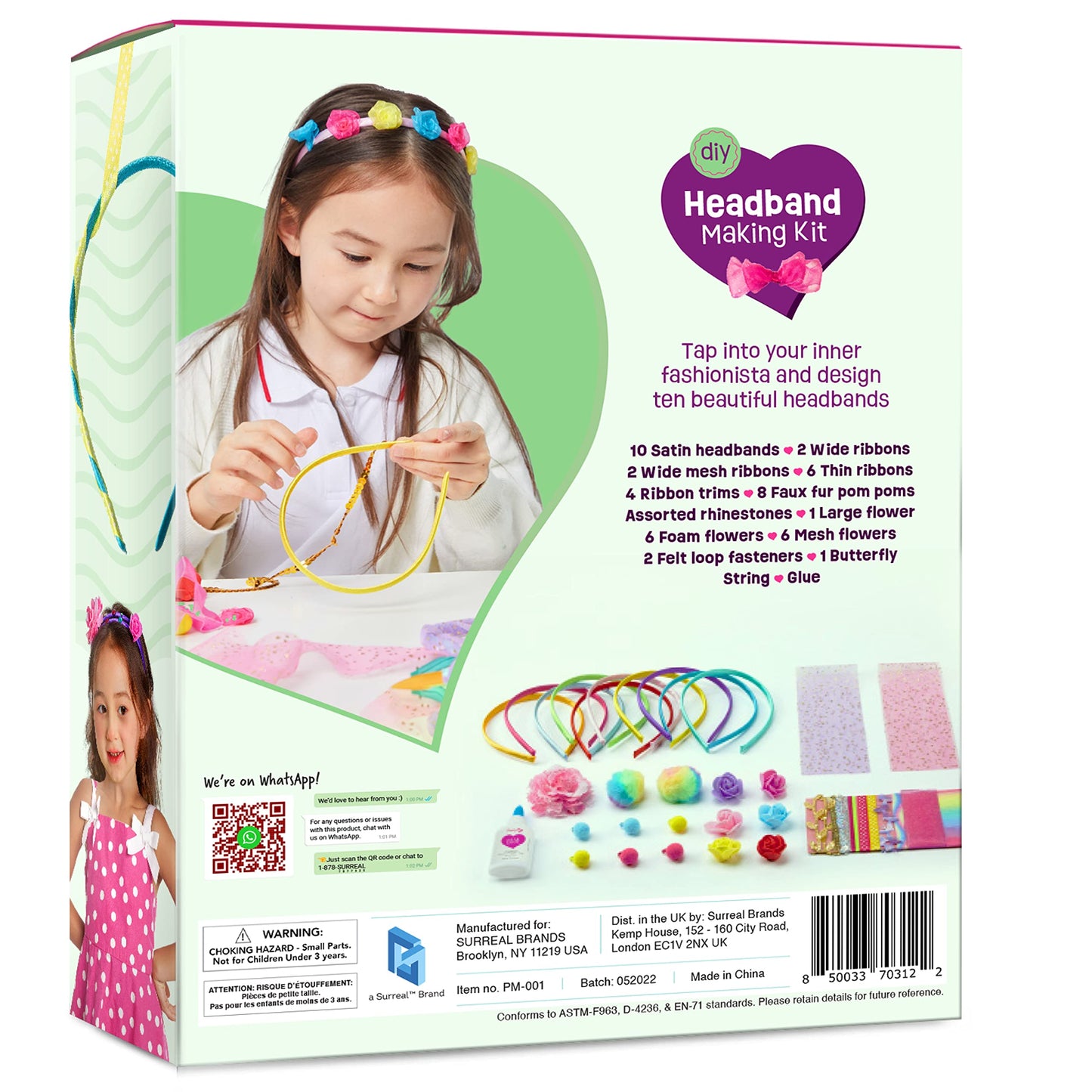 Headband Making Kit for Girls - Make Your Own Fashion Headbands for Kids - DIY Hair Accessories Set - Arts & Crafts Gift for Ages 5-12 Year Old Girl - Little Children's Art & Craft Gifts