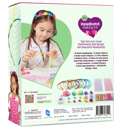Headband Making Kit for Girls - Make Your Own Fashion Headbands for Kids - DIY Hair Accessories Set - Arts & Crafts Gift for Ages 5-12 Year Old Girl - Little Children's Art & Craft Gifts