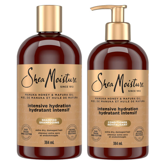 Shea Moisture Manuka Honey and Mafura Oil Shampoo and Conditioner For Extra Dry, Damaged Hair Formulated Without Sulfates, Silicones, Parabens, Phthalates, Mineral Oil or Petrolatum, 384ml (2-Pack) - Available at All In One Marketplace Canada