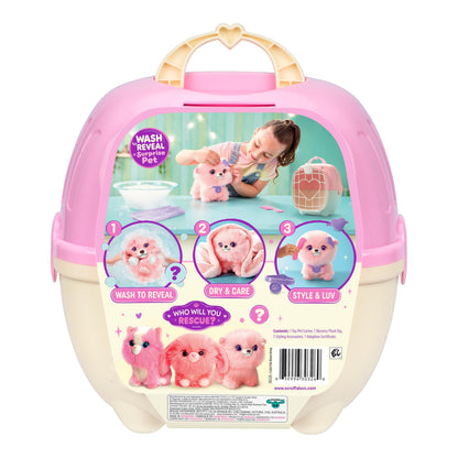 ScruffaLuvs Pet Scruffs Pink - Mystery Plush Toy, 7.5" Tall - Wash to Reveal 1 of 3 Rescue Pets: Puppy, Bunny, or Kitty - Includes 8.7" Deluxe Pet Carrier SCRUFFALUVS