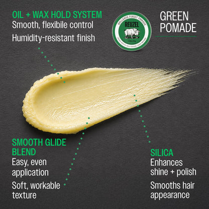 Reuzel Green Grease Pomade For Men Oil Based Medium Hold Natural Shine, Pliable Styling for Normal to Thick Hair, Barber Quality, With Tea Tree, Apple Peppermint Scent 95g 🍁 All In One Marketplace Canada
