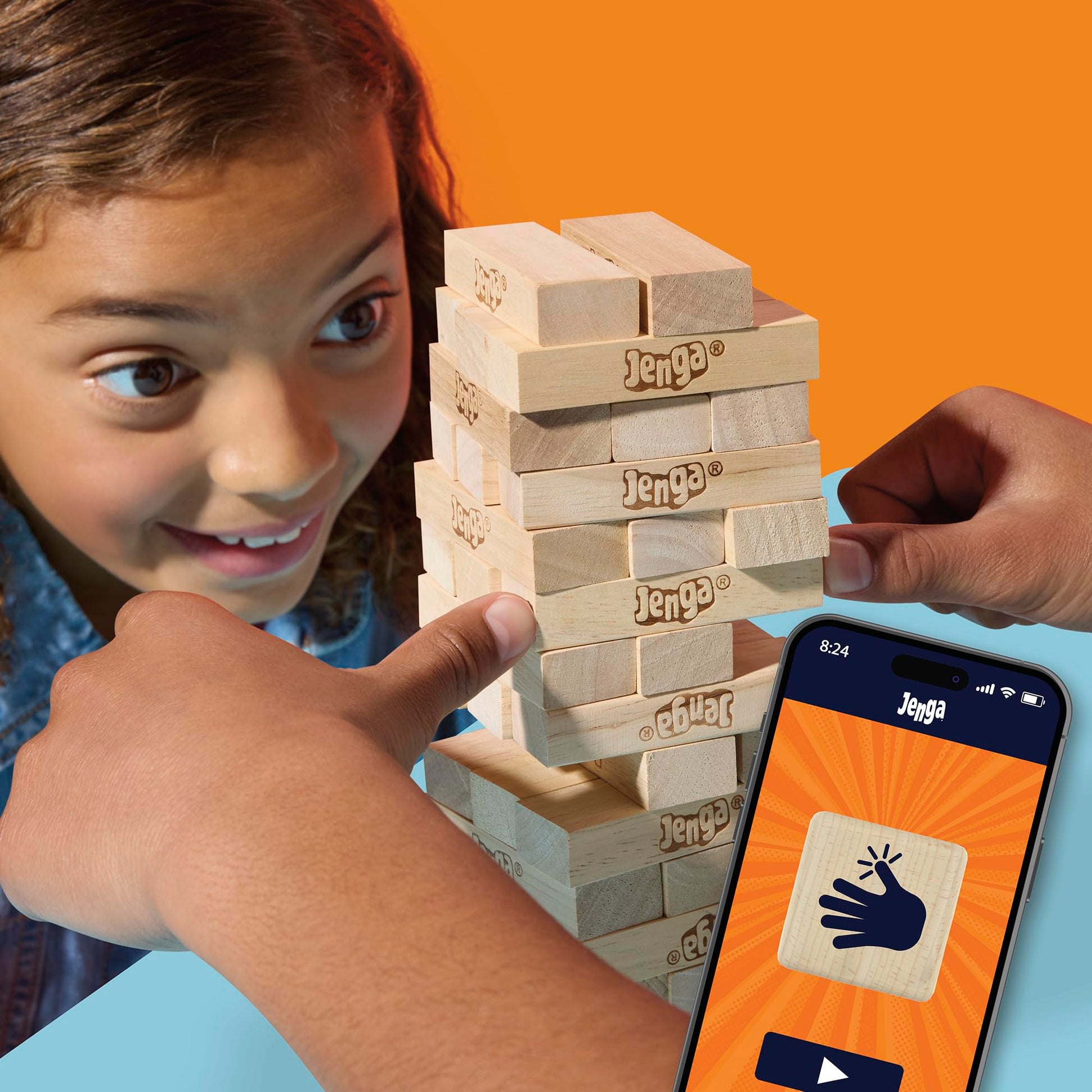 Jenga Official Hasbro Games | Digital Die for 6 More Ways to Play | Original Wood Block Game | Stacking Tower | Ages 6+ | 1+ Players | Party Games