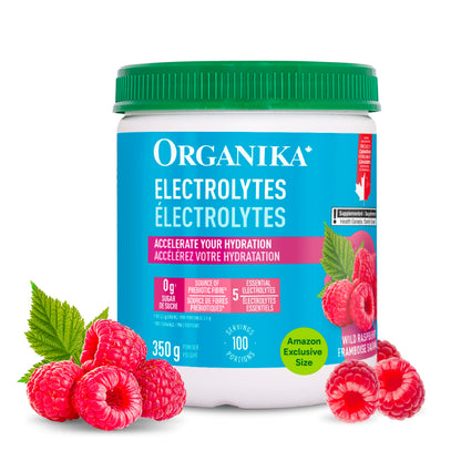 Organika Canadian-Made Electrolytes Powder | Wild Raspberry Flavour - 350g, 100 servings