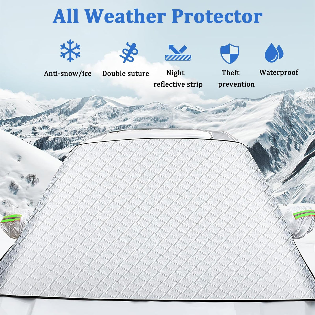 Car Windshield Snow Cover for Ice and Snow 80 * 51 inch Large Winter Frost Guard Thickness Ice Snow Protector Covers with Side Mirrors Covers Waterproof Windproof Dust Cover in All Weather XL 🍁 All In One Marketplace Canada