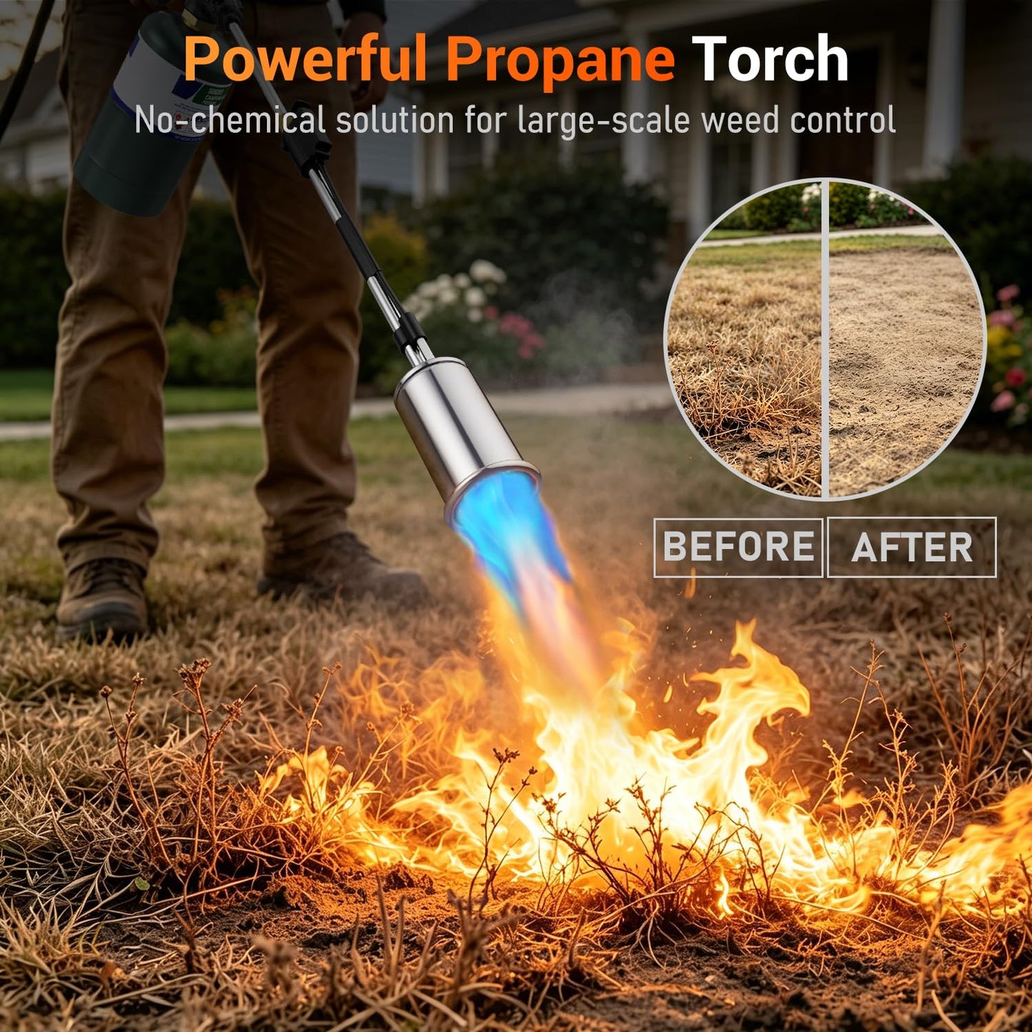 Sondiko Propane Torch Weed Burner, Ideal Weed Torch, Gas Welding Equipment, Heavy Duty Blow Torch with Turbo Trigger for Garden Stumps Wood Snow and Roofing