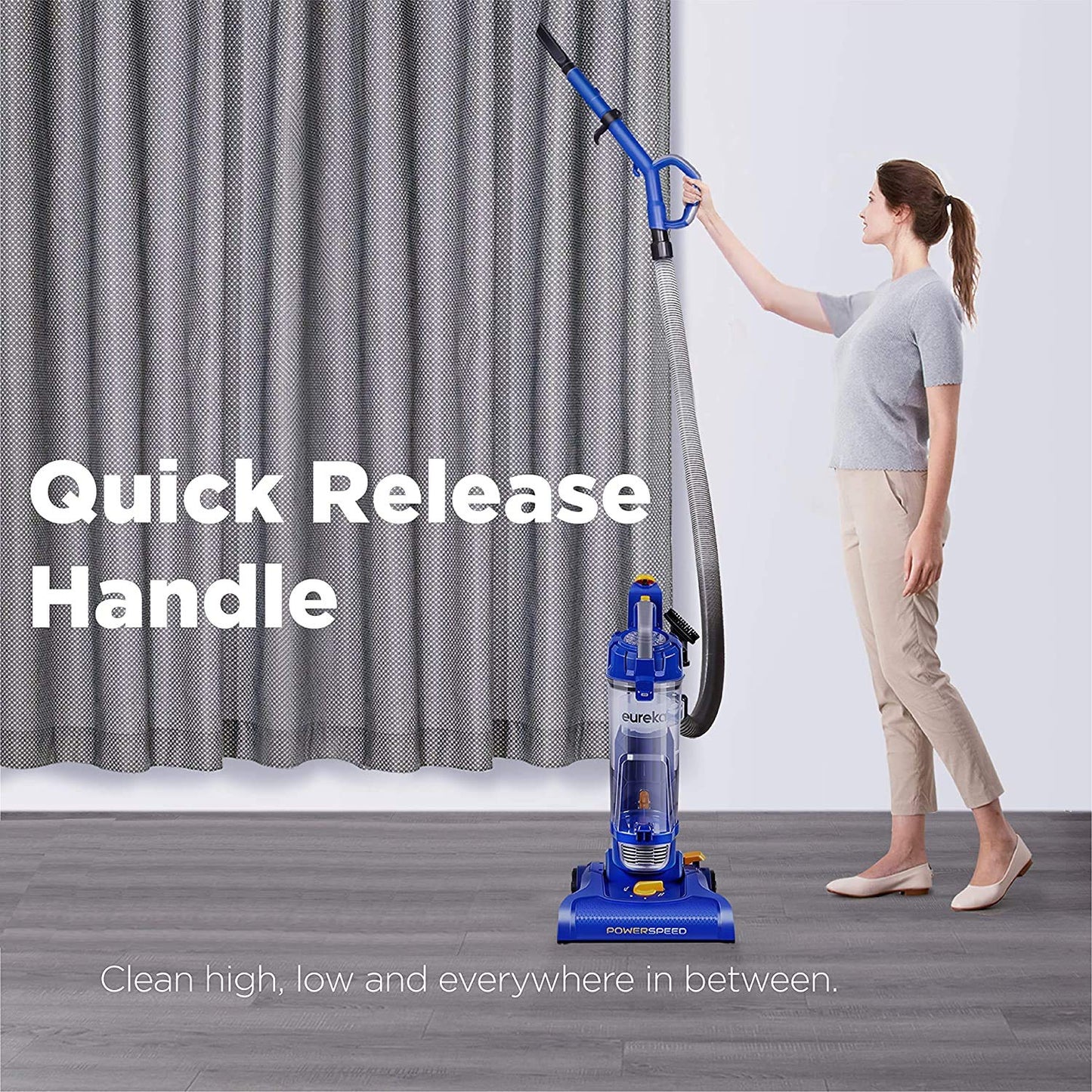 Eureka Powerful Bagless Upright Vacuum Cleaners for Home Pets, Lightweight Household Vacuum Cleaner for Carpet and Hard Floor, PowerSpeed NEU182C with 5 Height Adjustment, Blue EUREKA