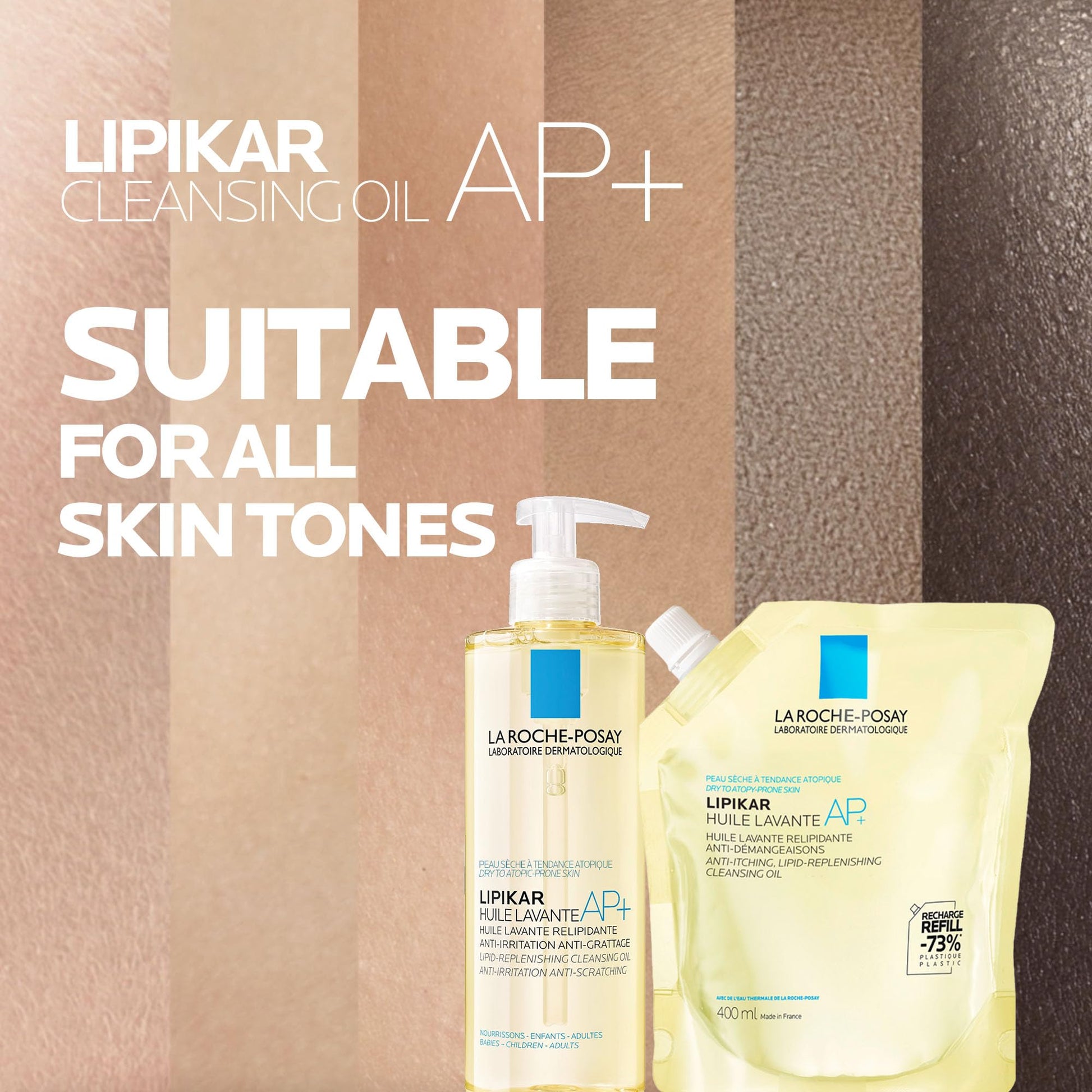 La Roche Posay Cleansing Body Oil Refill, Lipikar Oil AP+ Soap-Free Face & Body Shower Oil for Very Dry, Sensitive Skin with Shea Butter & Niacinamide, Alcohol Free, Hypoallergenic Fragrance, 400mL - Available at All In One Marketplace Canada