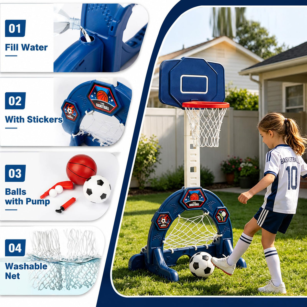 Hogaruly Toddler Basketball Hoop, Indoor Basketball Net for Kids with Soccer Goal, Golf Game, Adjustable Height Kids Basketball Hoop Christmas Birthday Gifts for 3-8 Years Old Boys and Girls 🍁 All In One Marketplace Canada