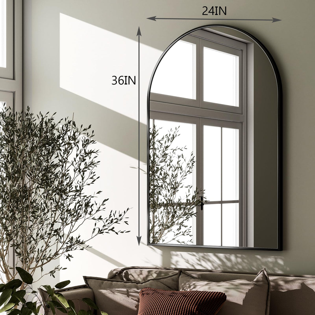 HARRITPURE 24"x36" Arched Wall Mirror, Black Bathroom Mirror for Wall