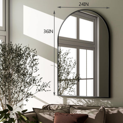 HARRITPURE 24"x36" Arched Wall Mirror, Black Bathroom Mirror for Wall