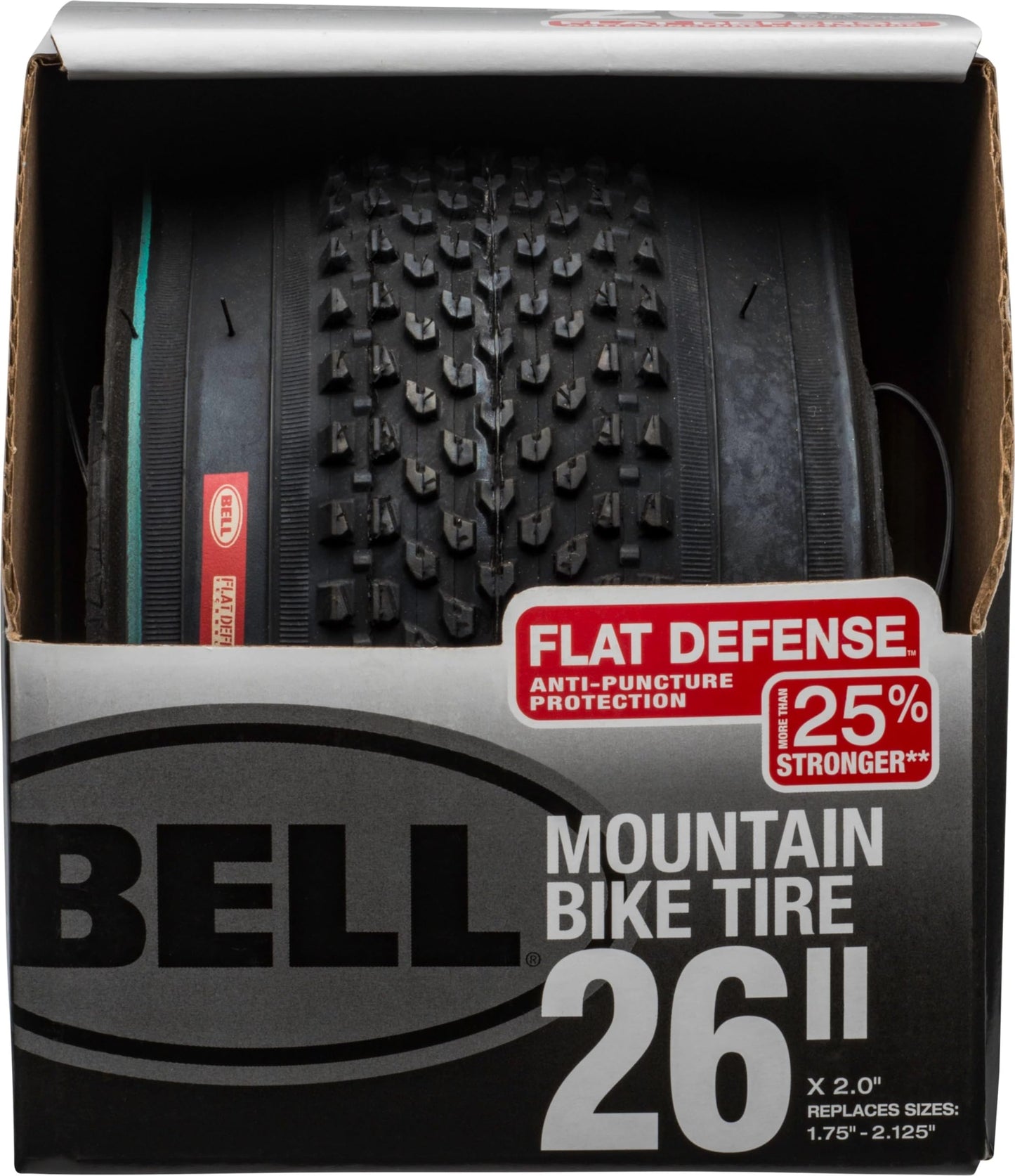 Bell 7091040 Flat Defense Mountain Bike Tire, 26" x 1.75-2.125", Black BELL