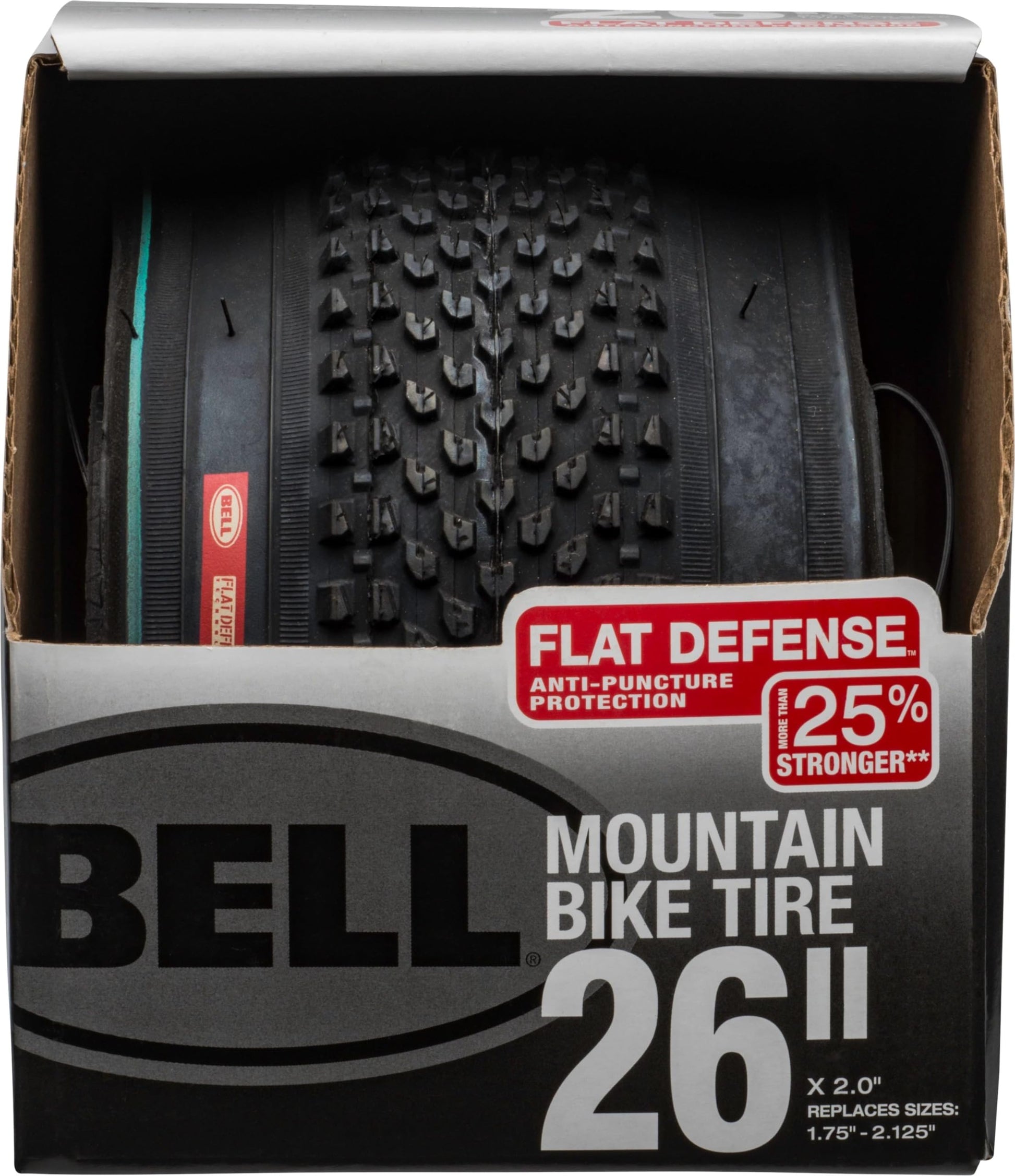 Bell 7091040 Flat Defense Mountain Bike Tire, 26" x 1.75-2.125", Black BELL