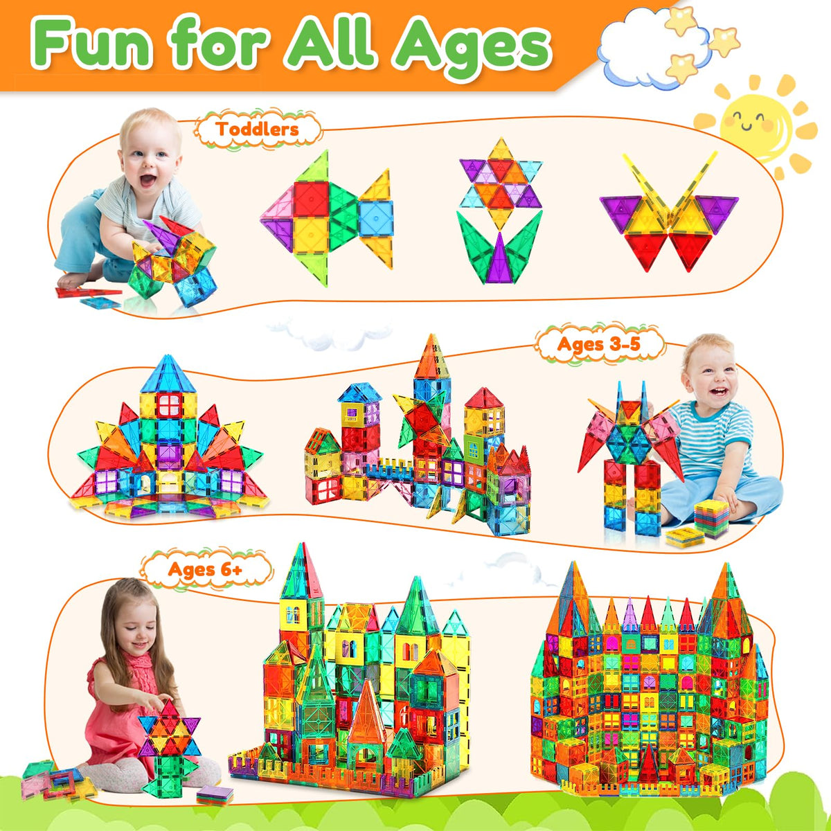 Landtaix Magnetic Tiles,100PCS Large Magnetic Blocks Toys for Kids Toddlers 🍁 All In One Marketplace Canada