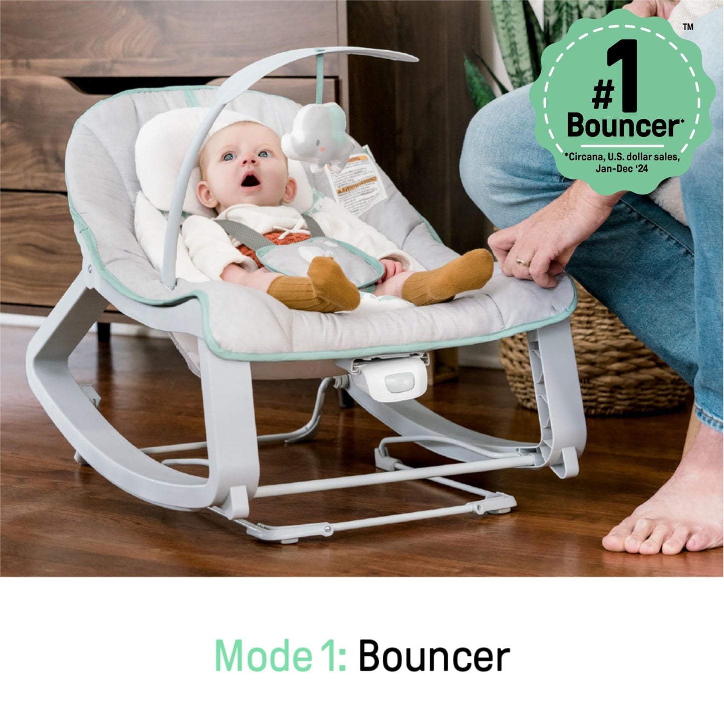 Ingenuity Keep Cozy 3-in-1 Grow with Me Vibrating Baby Bouncer, Seat & Infant to Toddler Rocker, Vibrations & Toy Bar, 0-30 Months Up to 40 lbs (Weaver)