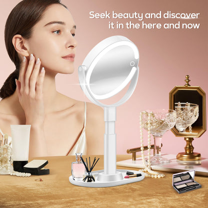B Beauty Planet Makeup Mirror with Lights, Lighted Magnifying Mirror 30X with 3 Lighting and Adjustable Brightness, 2-Sided Height Adjustable Vanity Mirror for Bathroom, Women Gifts for Mom - Available at All In One Marketplace Canada