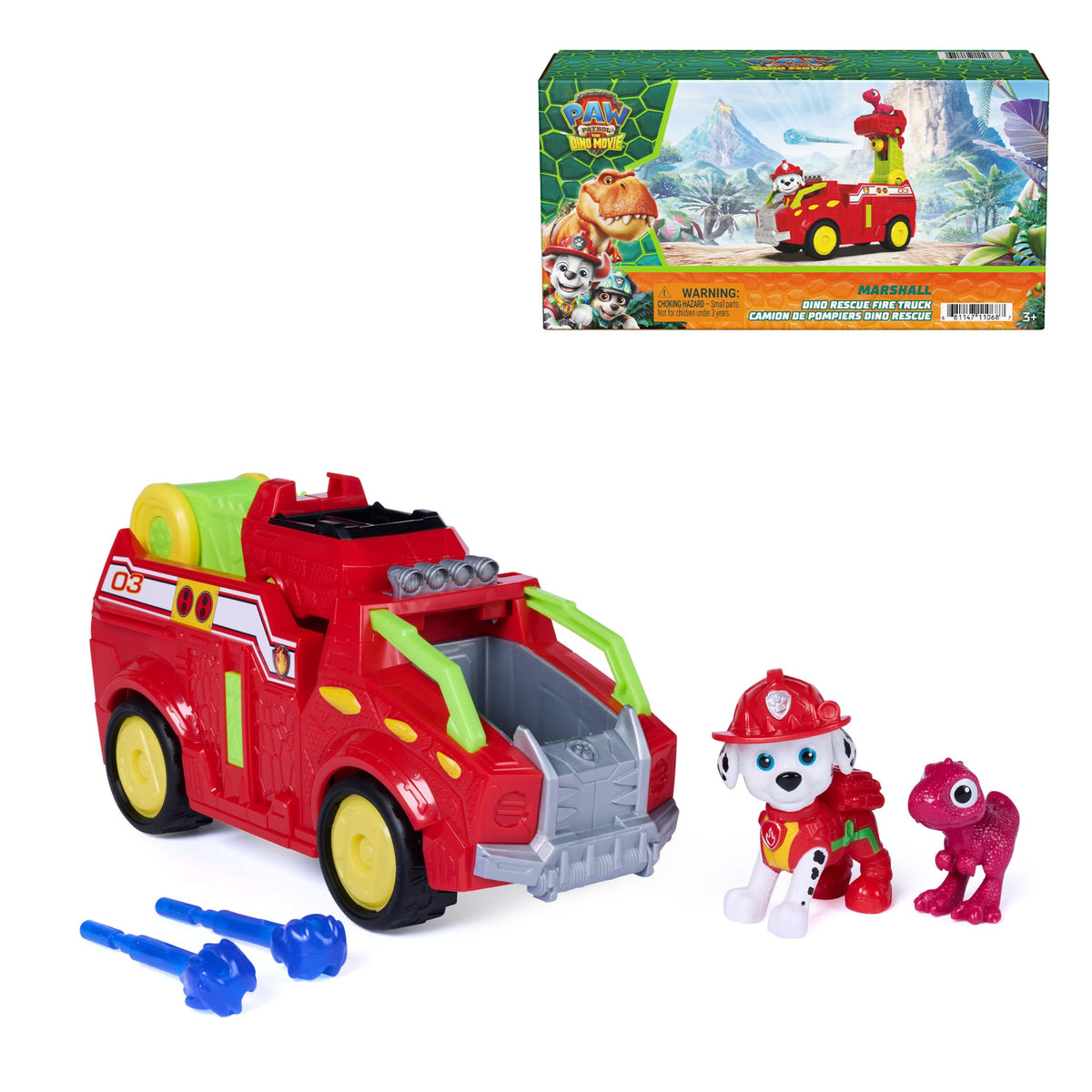 PAW Patrol The Dino Movie Marshall Dino Rescue Firetruck Toy Vehicle