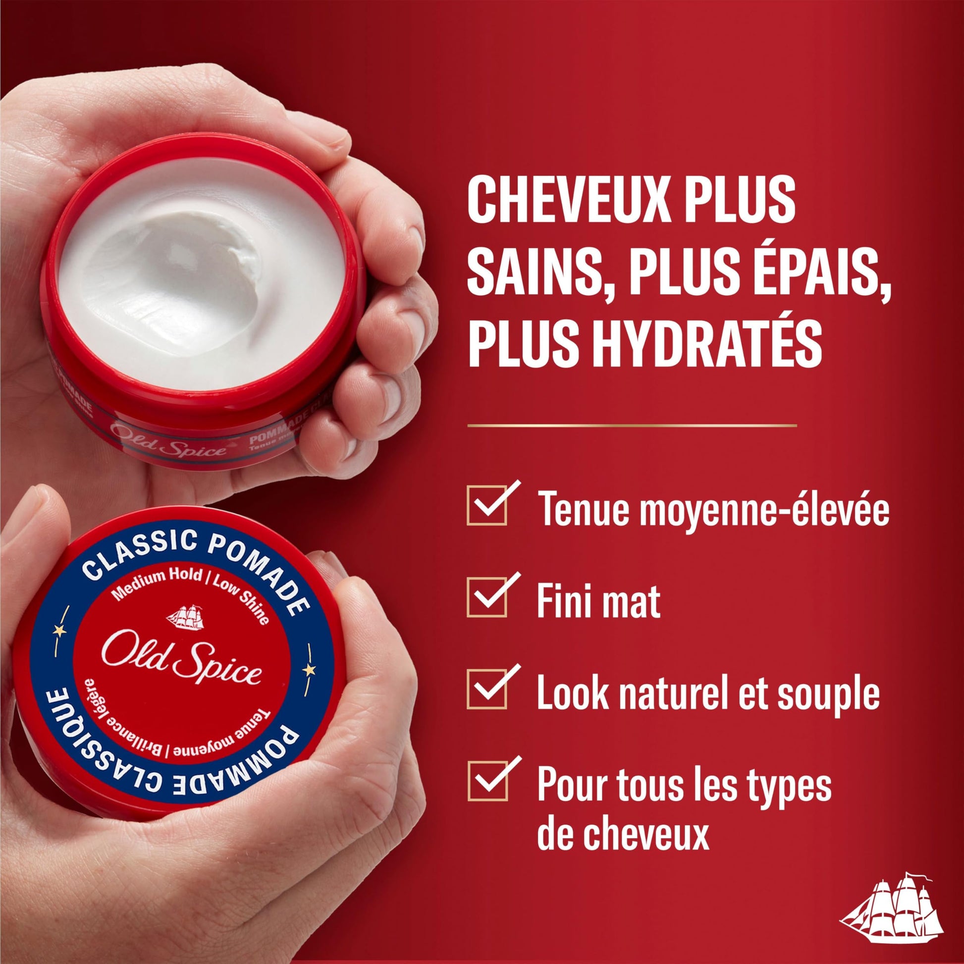 Old Spice Hair Styling Pomade for Men, Medium Hold No Shine, 126 g Total (2 Count of 63 g Each) - Available at All In One Marketplace Canada