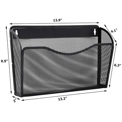 EASEPRES 3 Pack Mesh Wall Mounted File Holder Organizer Metal Hanging Vertical Paper Mails Rack Storage Wire Single Document Filling Holder Pocket for Office and Home, Black 🍁 All In One Marketplace Canada