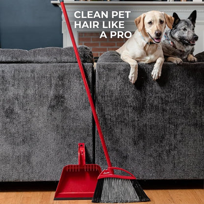 Vileda Pet Pro Broom with Step-On Dustpan and 3-Piece Handle | Remove 99% Dust and Dirt in One Sweep - Available at All In One Marketplace Canada