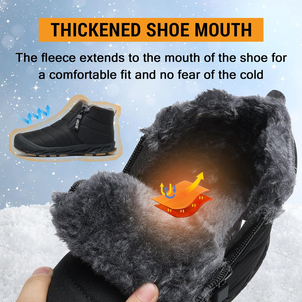 Snow Boots Mens Waterproof Winter Boots Fur Lined Warm Ankle Boots Zipper Closure Slip on Outdoor Boot Comfortable Walking Shoes 🍁 All In One Marketplace Canada