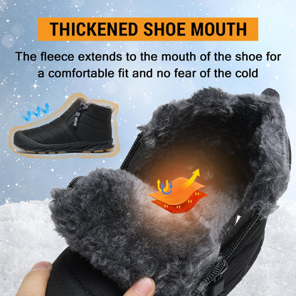 Snow Boots Mens Waterproof Winter Boots Fur Lined Warm Ankle Boots Zipper Closure Slip on Outdoor Boot Comfortable Walking Shoes 🍁 All In One Marketplace Canada
