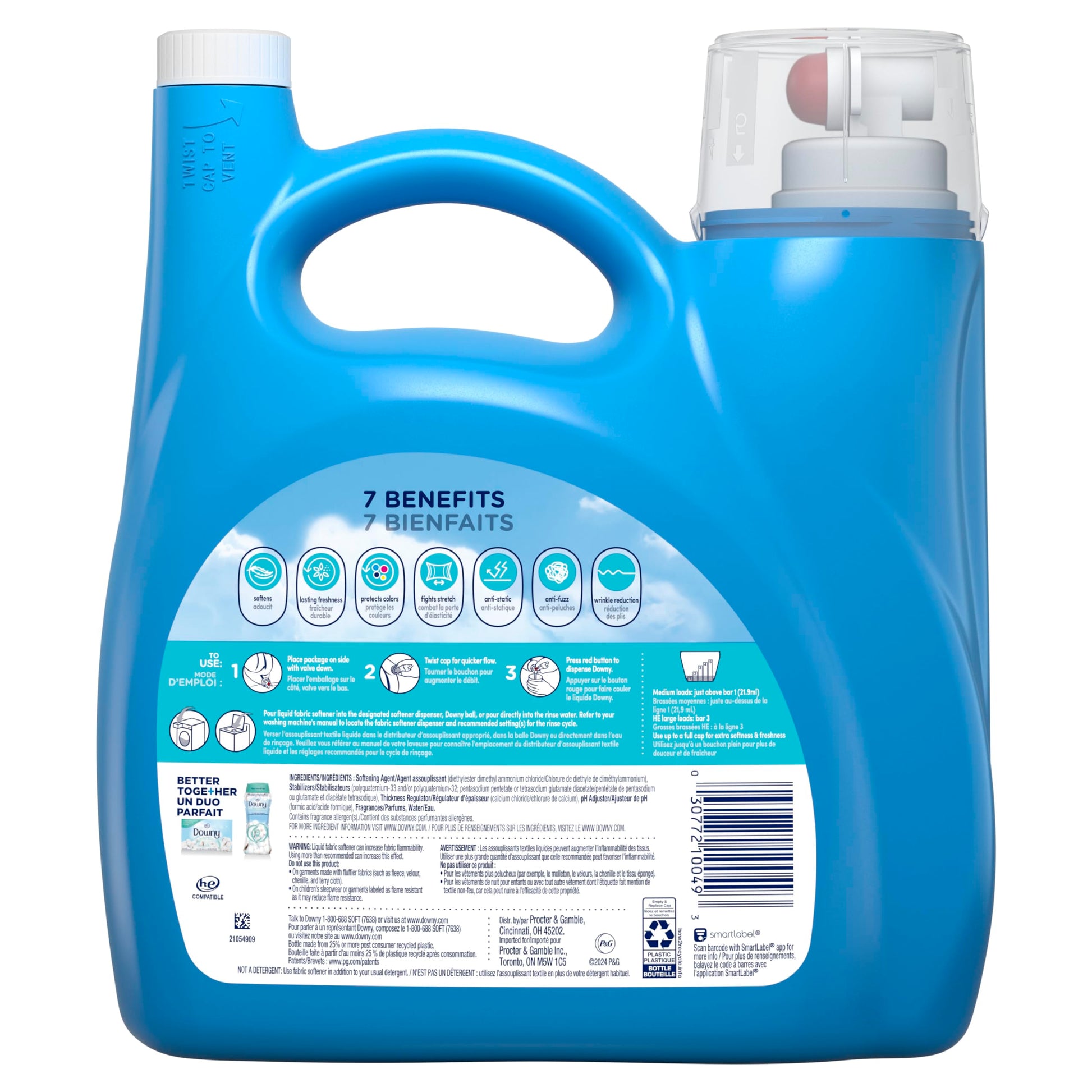 Downy Ultra Laundry Liquid Fabric Softener (Fabric Conditioner), Cool Cotton, 4.16L, 190 Loads Downy