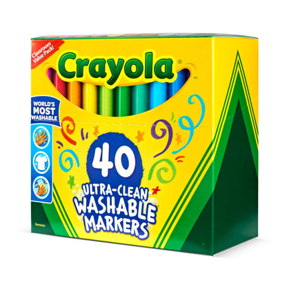Crayola Ultra Clean Washable Markers, Broad Line Markers, Gifts, 40 Classic Colors Crayola