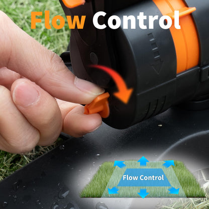 Diivoo Mini Turbo Oscillating Sprinkler, Garden Sprinkler with Large Base, Water Sprinkler for Yard, Adjustable Width, Range and Flow Rate, 16 Nozzles, Grey