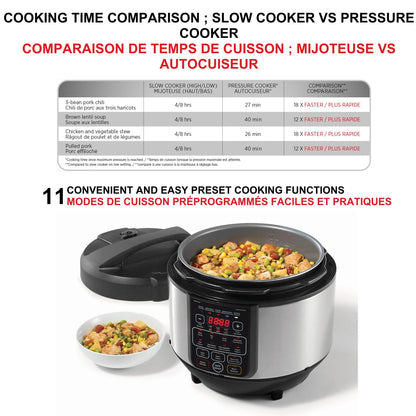 Starfrit Electric Pressure Cooker - 8L Capacity - Steam Tray, Measuring Cup & Spatula - 11 Preset Cooking Functions Starfrit