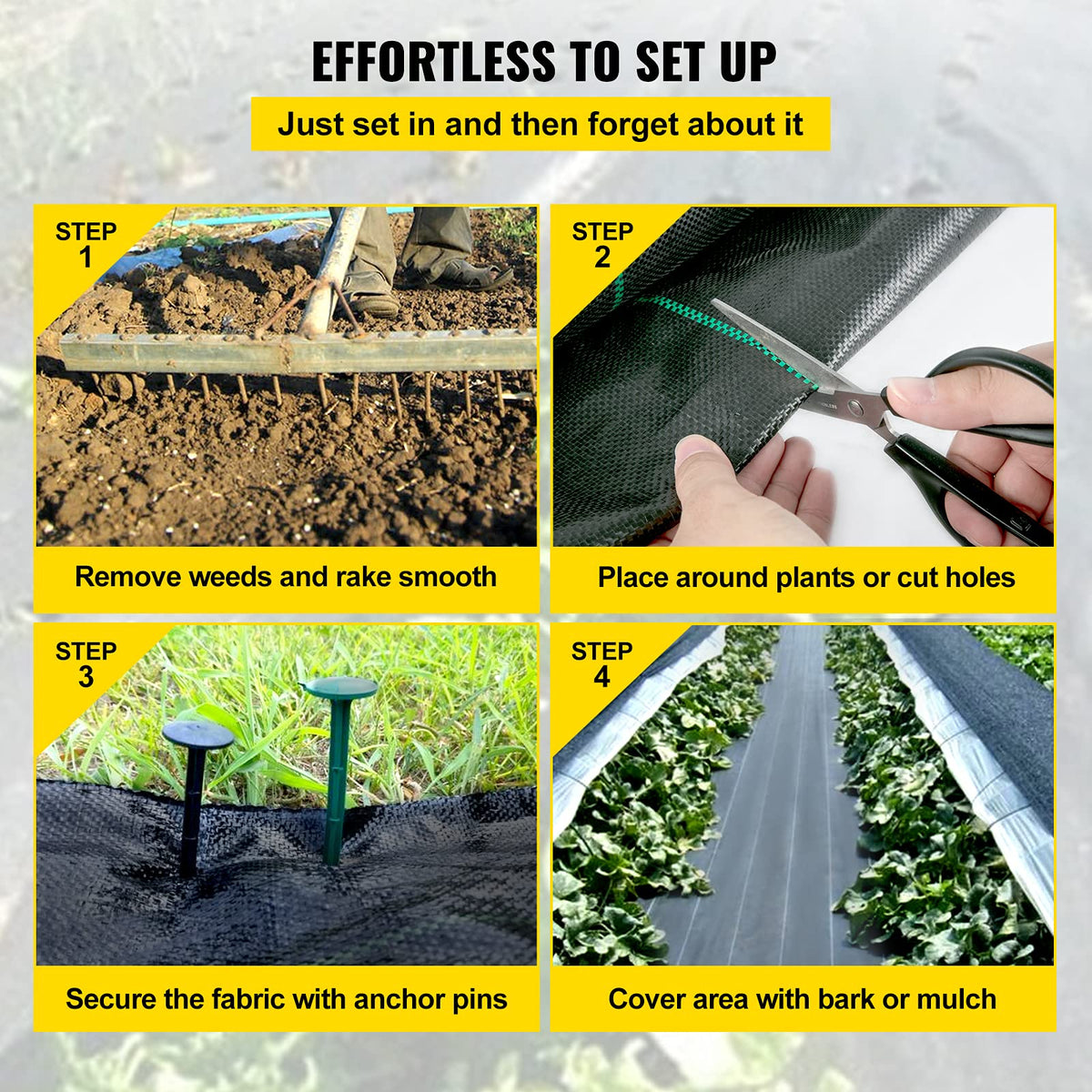 Happybuy Landscape Fabric Heavy Duty 5Oz Geotextile Fabric 3 x 50Ft Ground Cover Non Woven for Commercial Greenhouse Yard Garden Barrier Cloth Blocker Mat