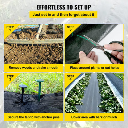Happybuy Landscape Fabric Heavy Duty 5Oz Geotextile Fabric 3 x 50Ft Ground Cover Non Woven for Commercial Greenhouse Yard Garden Barrier Cloth Blocker Mat