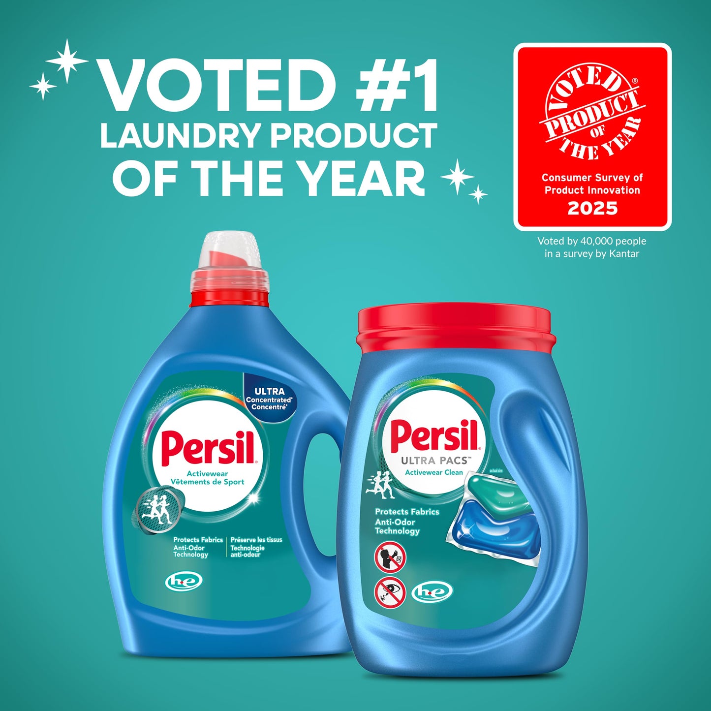 Persil 2x Laundry Detergent, Activewear, 2.43L/82 Loads (1 bottle) Persil