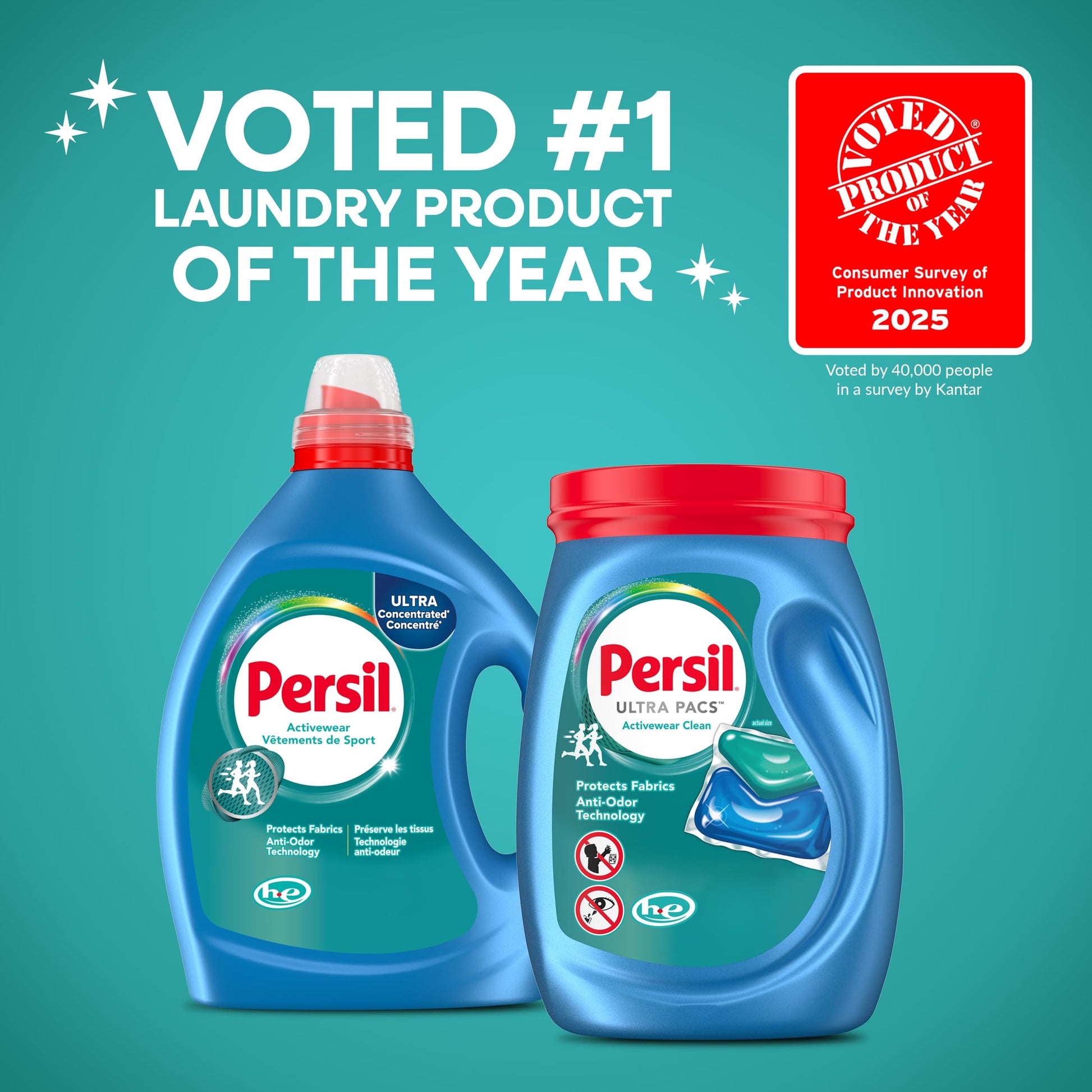 Persil 2x Laundry Detergent, Activewear, 2.43L/82 Loads (1 bottle) Persil