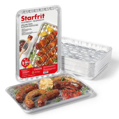 Starfrit 30-Pack Aluminum Grilling Trays, 13.5” x 9” (34 cm x 23 cm), Perfect for BBQ, Recyclable, Disposable 🍁 All In One Marketplace Canada
