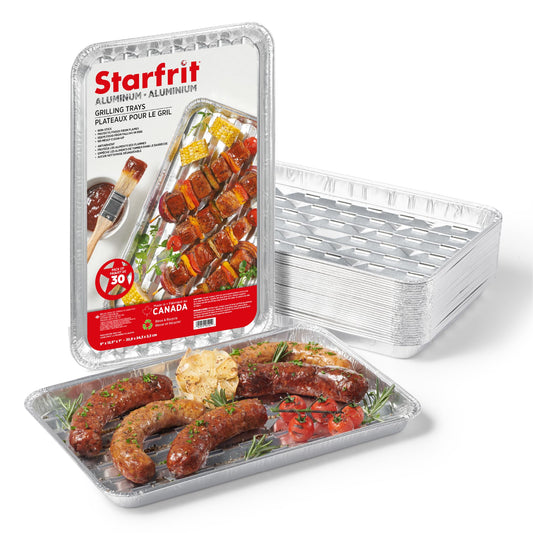 Starfrit 30-Pack Aluminum Grilling Trays, 13.5” x 9” (34 cm x 23 cm), Perfect for BBQ, Recyclable, Disposable 🍁 All In One Marketplace Canada Starfrit