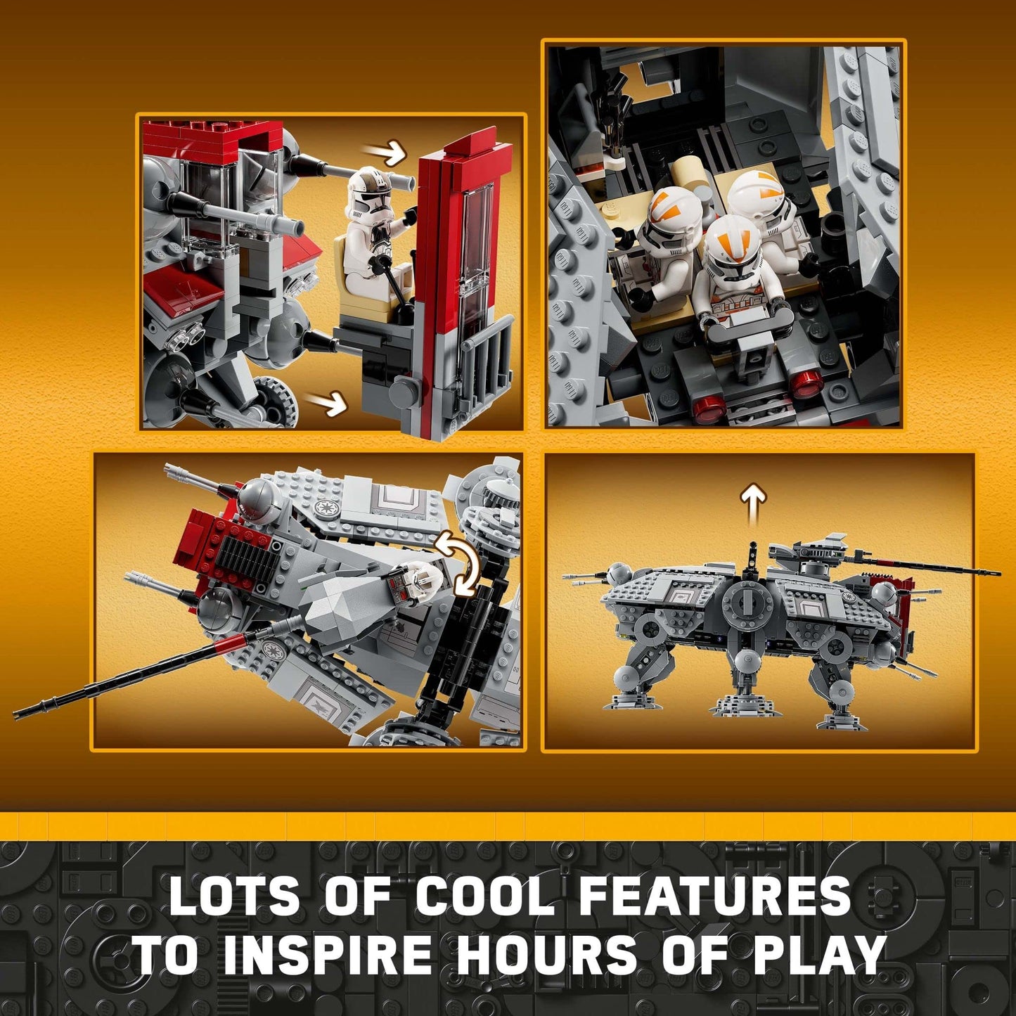 LEGO Star Wars at-TE Walker 75337 Poseable Toy, Revenge of The Sith Set, Gift for Kids with 3 212th Clone Troopers, Dwarf Spider & Battle Droid Figures LEGO