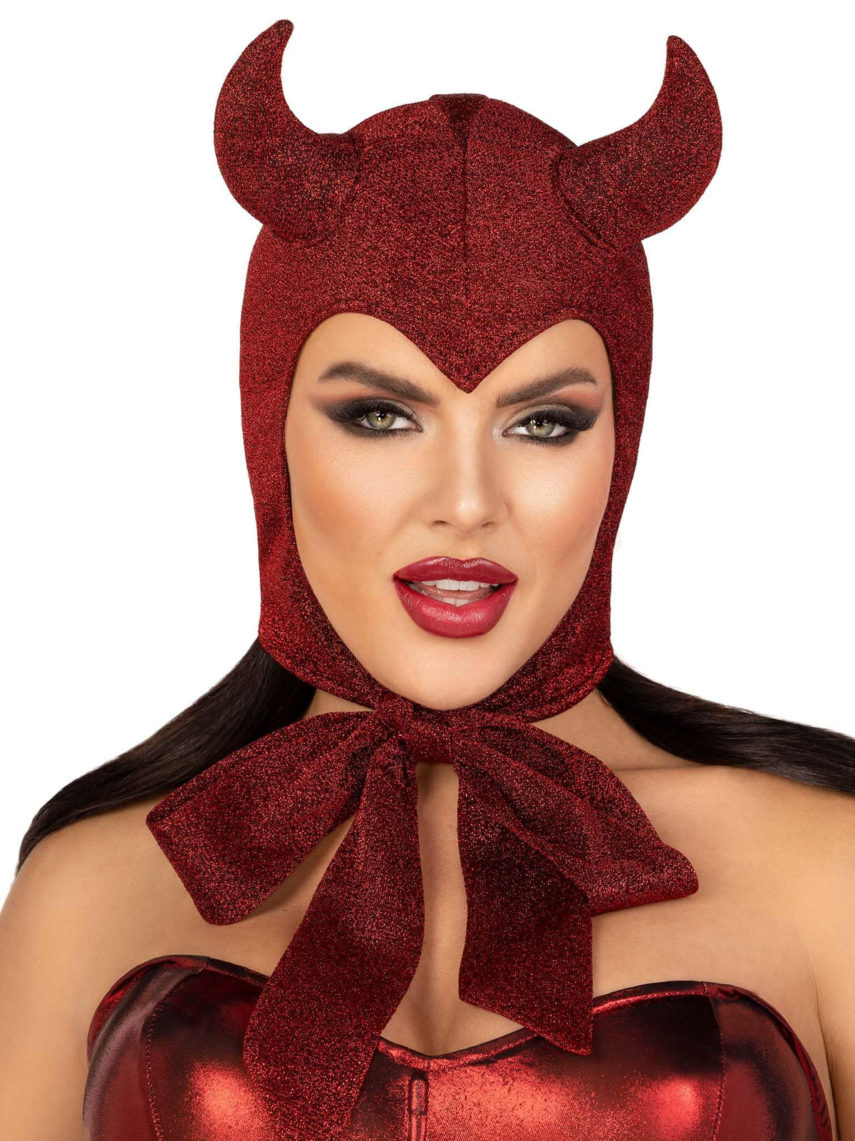 Leg Avenue Women’s Glitter Shimmer Vintage Devil Bonnet, Halloween Costume, RED, O/S, Red, One Size