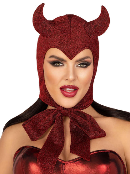 Leg Avenue Women’s Glitter Shimmer Vintage Devil Bonnet, Halloween Costume, RED, O/S, Red, One Size