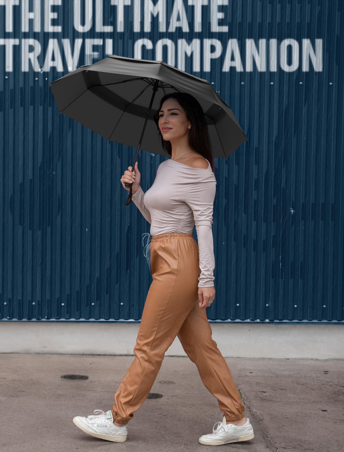 Repel Windproof Travel Umbrella - Compact & Withstands Winds up to 100MPH, Strongest Premium Auto Folding Umbrella for Rain and Sun - Durable, Light & Portable for Women & Men, Fits Backpack & Cars - Available at All In One Marketplace Canada