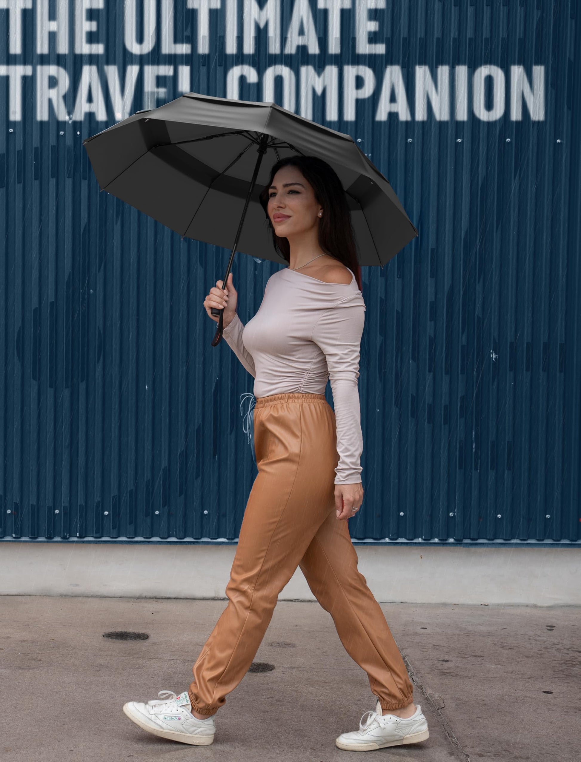 Repel Windproof Travel Umbrella - Compact & Withstands Winds up to 100MPH, Strongest Premium Auto Folding Umbrella for Rain and Sun - Durable, Light & Portable for Women & Men, Fits Backpack & Cars - Available at All In One Marketplace Canada