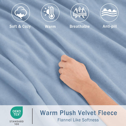 Softan Fleece Sheets, Soft as Flannel, Queen, Baby Blue 🍁 All In One Marketplace Canada