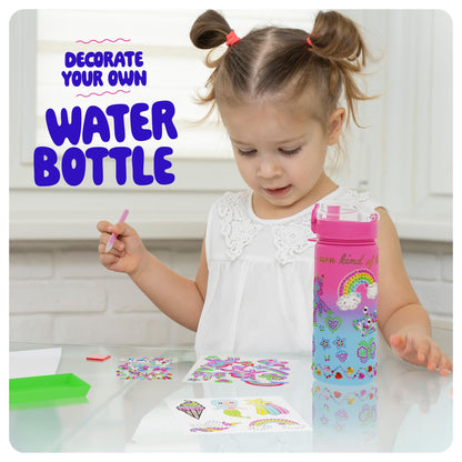 Decorate Your Own Glow-in-the-dark Water Bottle Kit for Girls - 6 7 8 Year Old Girl Birthday Gift Ideas - Gifts for Girls Ages 6-7 6-8 - Arts and Crafts for Kids Age 6-8 - Unicorn Mermaid Toys - Available at All In One Marketplace Canada