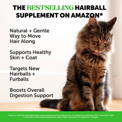 Cat Hairball Support Crunchy & Creamy Chews, Hairball Remedy Treats, Cat Furball Treatment, Supports Skin & Coat, Vitamins for Digestion, Chicken (30-Day Supply) - Available at All In One Marketplace Canada