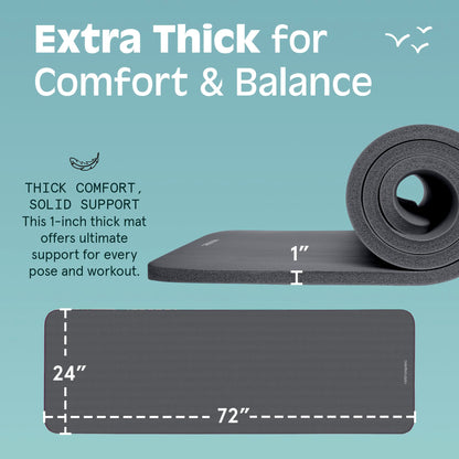 Retrospec Solana Yoga Mat 1" And 1/2" Thick With Nylon Strap for Men And Women - Non Slip Exercise Mat For Home Yoga, Pilates, Stretching, Floor And Fitness Workouts 🍁 All In One Marketplace Canada