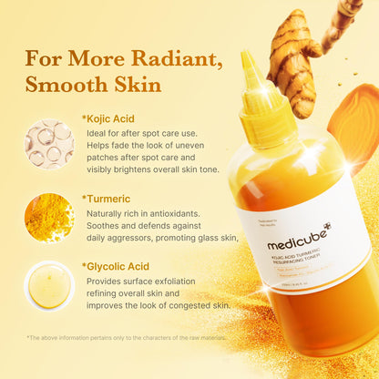 medicube Kojic Acid Turmeric Smoothing Toner for Face & Body | Lightweight Toner for Balancing Uneven Skin Tone & Texture | Niacinamide, Glycolic Acid for Clear Glass Skin | 8.45 fl.oz - Available at All In One Marketplace Canada