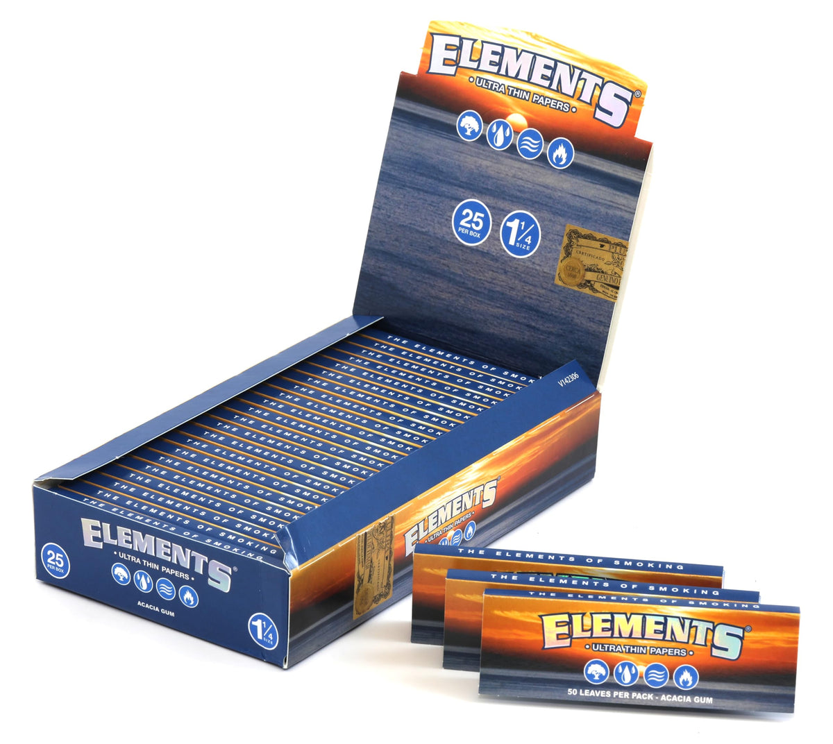 Elements 1 1/4 Size Ultra Thin Rice Rolling Paper - 25 Booklets, 1250 Sheets